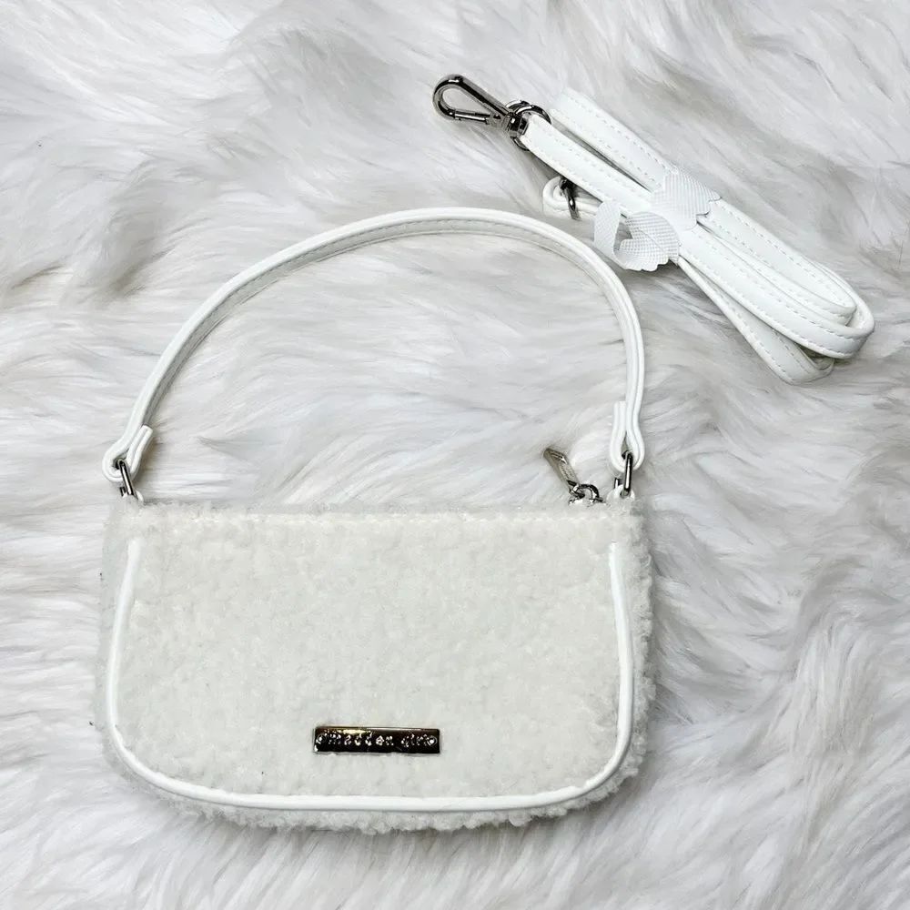 Madden Girl Sherpa Mini Bag Purse White